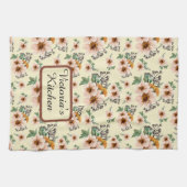 Country Pink, Yellow, Rust Floral Watercolor   Theedoek (Horizontaal)