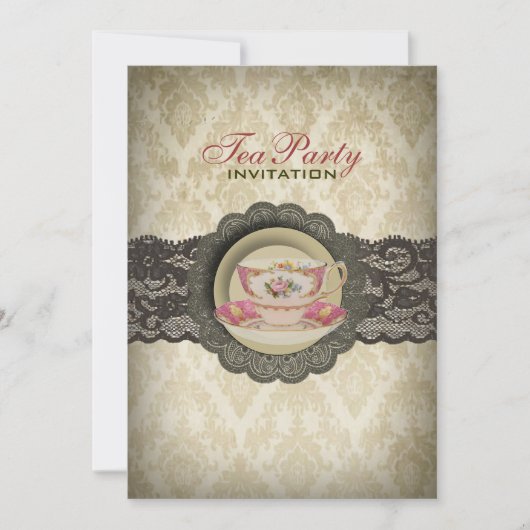 Country Place bloementheekopjes Bruids Tea Party Kaart (Voorkant)