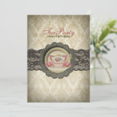 Country Place bloementheekopjes Bruids Tea Party Kaart (Staand voorkant)