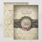 Country Place bloementheekopjes Bruids Tea Party Kaart (Voorkant / Achterkant)