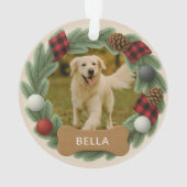 Country Plaid Hondennaam Foto Vakantie Kerstmis Ornament (achterkant)
