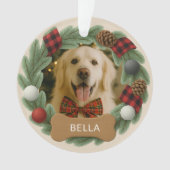 Country Plaid Hondennaam Foto Vakantie Kerstmis Ornament (voorkant)
