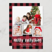 Country Plaid Merry Everything Kerstfoto Feestdagenkaart (Voorkant / Achterkant)