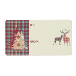 Country Plaids, Herten, Bomen Gift Label Sticker 2
