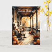 Country Porch in de herfst Waterverf Kaart (Gele Bloem)