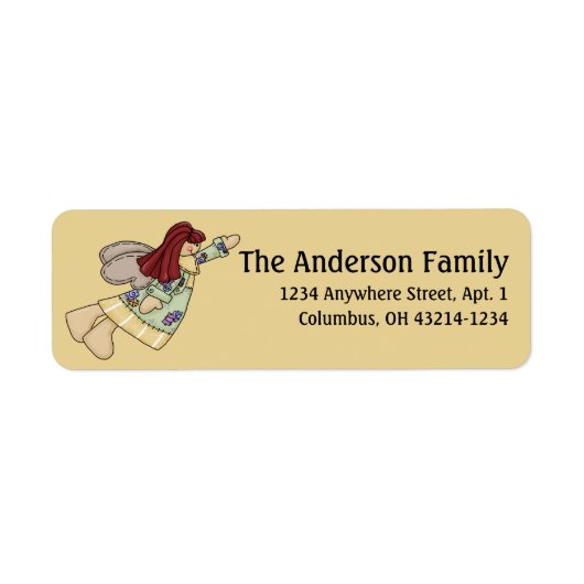 Country Prim Spring Angel Return Address Labels (Voorkant)