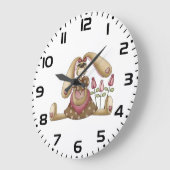 Country Primitive Stuffed Bunny with Pink Hearts Grote Klok (Hoek)