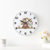 Country Primitive Stuffed Bunny with Pink Hearts Grote Klok (Huis)