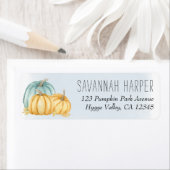 Country Pumpkin Blue Wash Return Address Etiket (Insitu)