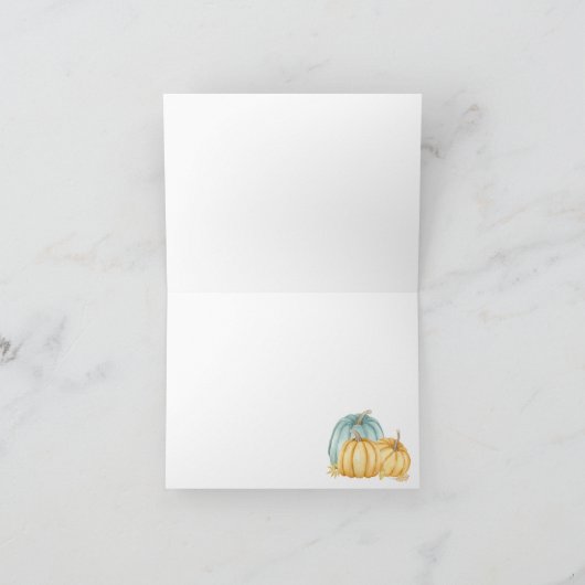 Country Pumpkin Blue Waterverf Bedankkaart (Binnen)