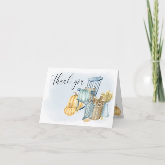 Country Pumpkin Blue Waterverf Bedankkaart (Voorkant)