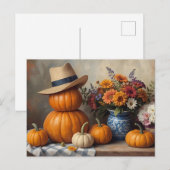 Country Pumpkin Harvest with Flowers Briefkaart (Voorkant / Achterkant)