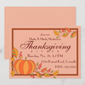 Country Pumpkin Thanksgiving Diner Party Kaart (Voorkant / Achterkant)