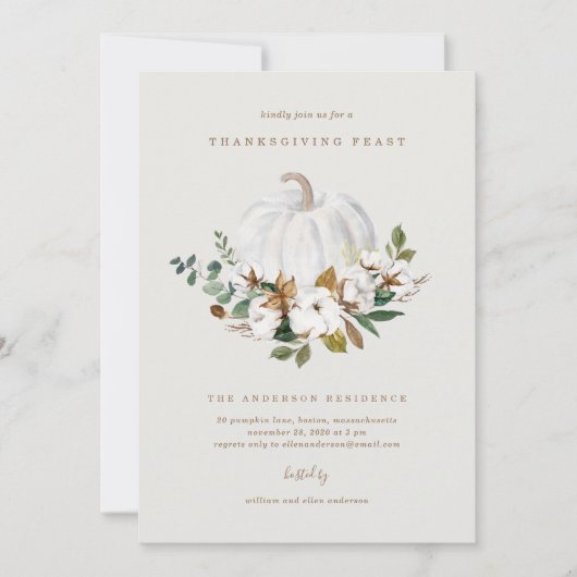 Country Pumpkin Thanksgiving Dinner Invitation Kaart (Voorkant)