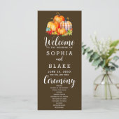 Country Pumpkins Plaid Fall Bruine Huwelijksprogra (Staand voorkant)