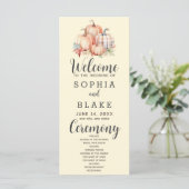 Country Pumpkins Plaid Herfst Geel Huwelijksprogra (Staand voorkant)