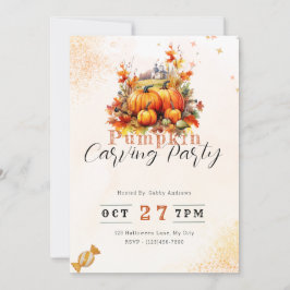 Country Pumpkins Sinaasappel Pompoen Carving Party Kaart