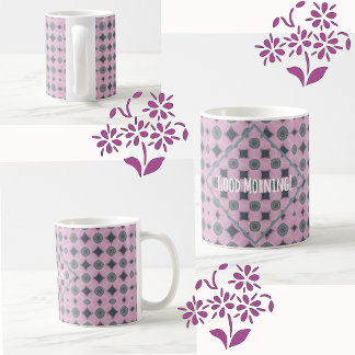 Country Purple Pattern Shapes Custom Text Koffiemok