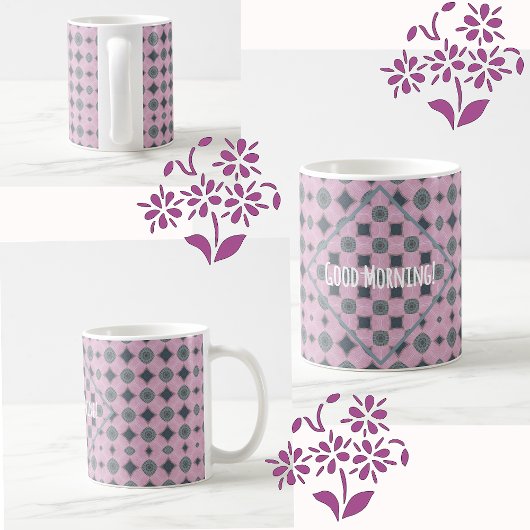 Country Purple Pattern Shapes Custom Text Koffiemok