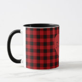 Country red and black plaid - heart detail mok (Links)