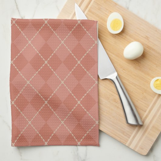 Country Red Argyle Kitchen Towel Theedoek (Quarter Fold)