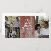 Country Red Barn Twee foto Kerst Kaart (Voorkant / Achterkant)