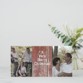 Country Red Barn Twee foto Kerst Kaart (Staand voorkant)