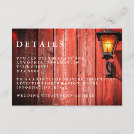 Country Red Barn Wedding Guest Details Informatiekaartje