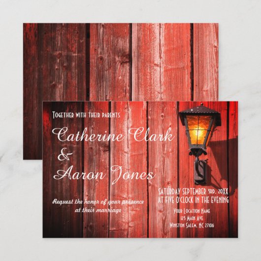 Country Red Barn Wedding - Uitnodiging (Voorkant / Achterkant)