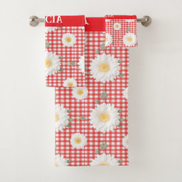 Country Red Gingham met witte madeliefjes Bad Handdoek