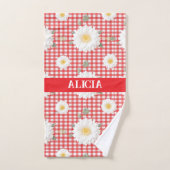 Country Red Gingham met witte madeliefjes Bad Handdoek (Handdoek)