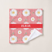 Country Red Gingham met witte madeliefjes Bad Handdoek (Wasdoekje)