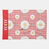 Country Red Gingham with White Daisies Theedoek (Horizontaal)