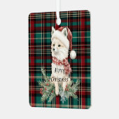 Country Red Green Plaid Christmas Fox Metalen Ornament (Voorkant links)