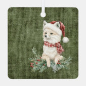 Country Red Green Plaid Christmas Fox Metalen Ornament (Achterkant)