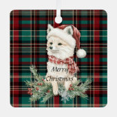 Country Red Green Plaid Christmas Fox Metalen Ornament (Voorkant)