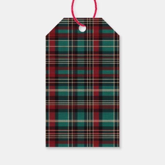 Country Red Green Plaid Kerst Herten Cadeaulabel (Achterkant)