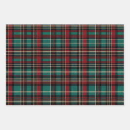Country Red Green Plaid Kerst Herten Inpakpapier Vel