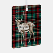 Country Red Green Plaid Kerst Herten Metalen Ornament (Voorkant Rechts)