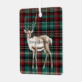 Country Red Green Plaid Kerst Herten Metalen Ornament (Voorkant links)