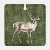 Country Red Green Plaid Kerst Herten Metalen Ornament (Achterkant)