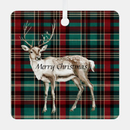 Country Red Green Plaid Kerst Herten Metalen Ornament