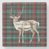 Country Red Green Plaid Kerst Herten Stenen Onderzetter (Voorkant)