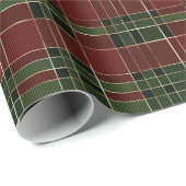 Country Red Green Plaid Stripes Kerstmis Cadeaupapier (Rol Hoek)