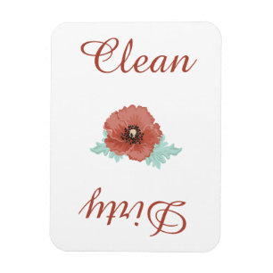 Country Red Peonies Dishwasmachine Magnet Magneet