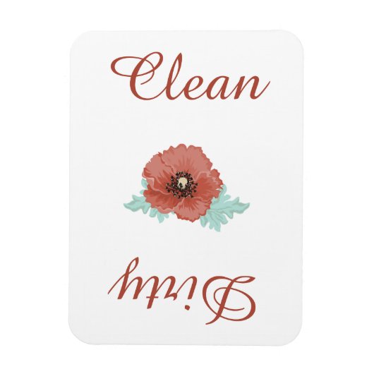 Country Red Peonies Dishwasmachine Magnet Magneet (Verticaal)
