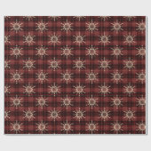 Country Red Plaid Sneeuwvlokken Kerstmis Cadeaupapier (Vlak)