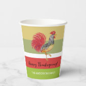 Country Red Rooster Waterverf Papieren Bekers (Achterkant)