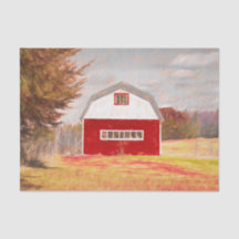 Country Red White Barn Sketch Art