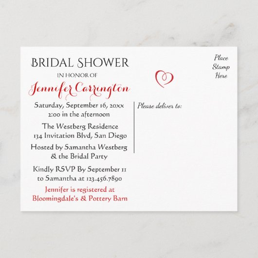 Country Red White Gingham Plaid Vrijgezellenfeest Uitnodiging Briefkaart (Achterkant)